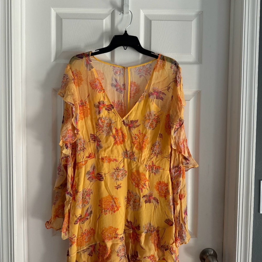 Floral Yellow Ruffle Dress
